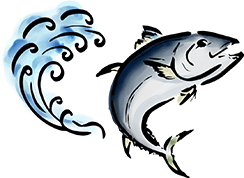 魚と波のイラスト